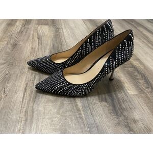 Betsey Johnson Black Alesi Pointed Toe Sparkle Heels 9.5